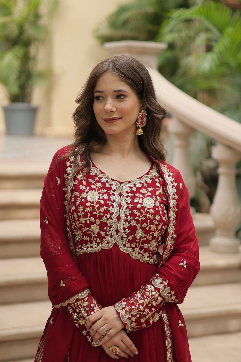 Sequins Multi Embroidered Work Anarkali Gown
