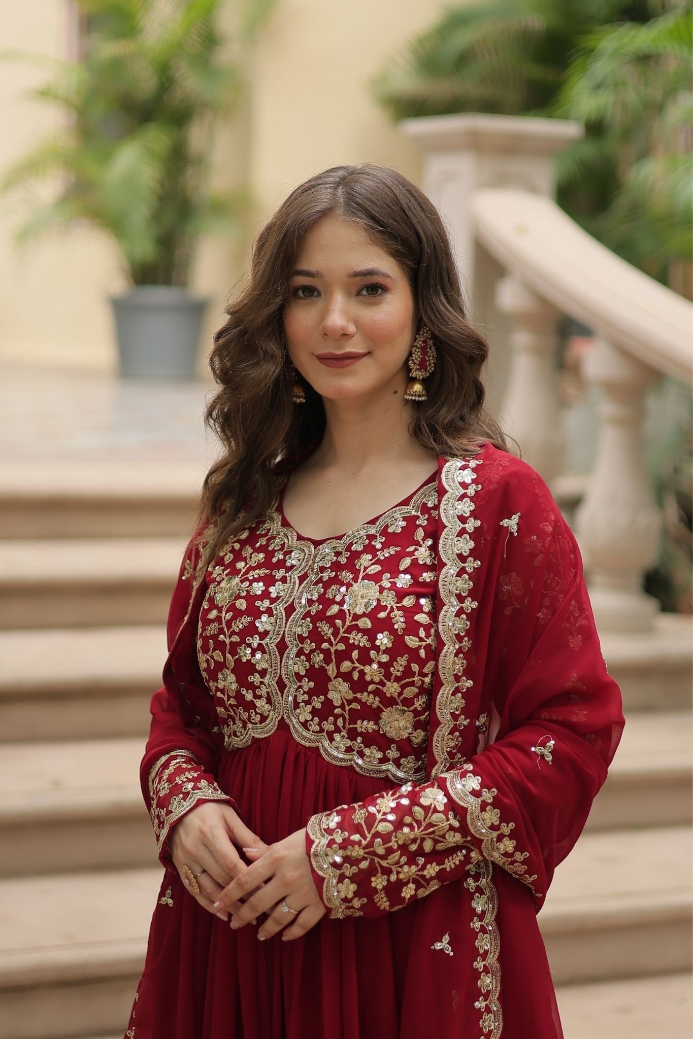 Sequins Multi Embroidered Work Anarkali Gown
