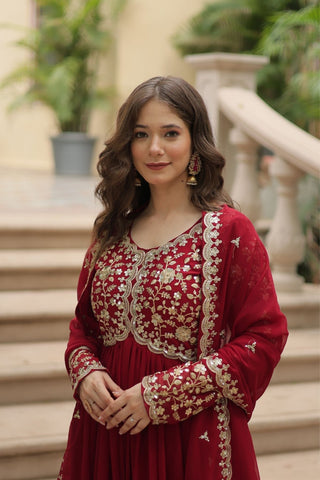 Sequins Multi Embroidered Work Anarkali Gown
