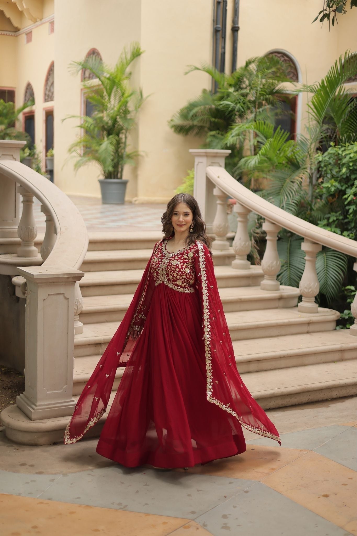 Sequins Multi Embroidered Work Anarkali Gown
