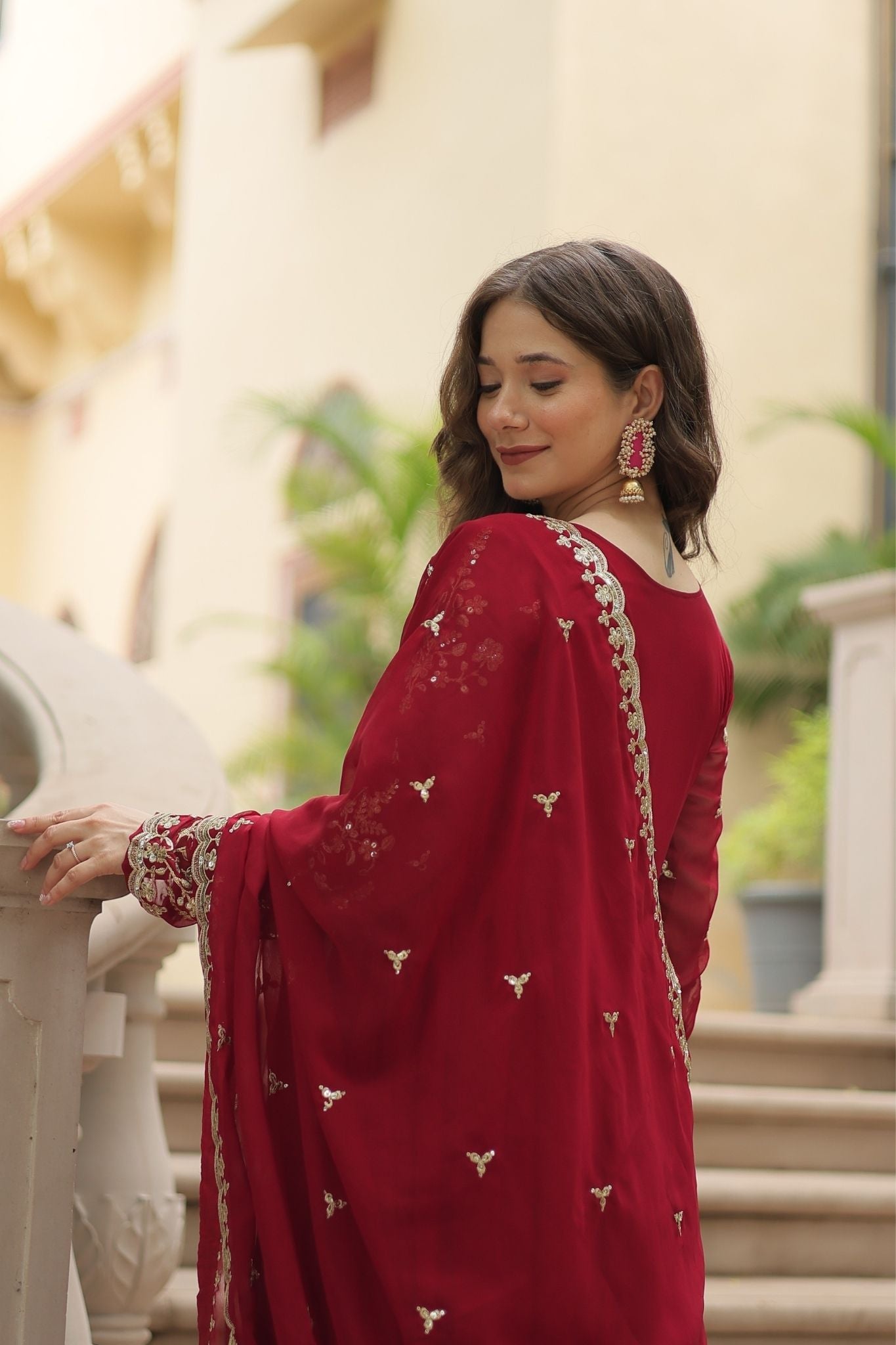 Sequins Multi Embroidered Work Anarkali Gown
