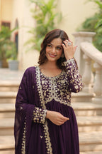 Sequins Multi Embroidered Work Anarkali Gown
