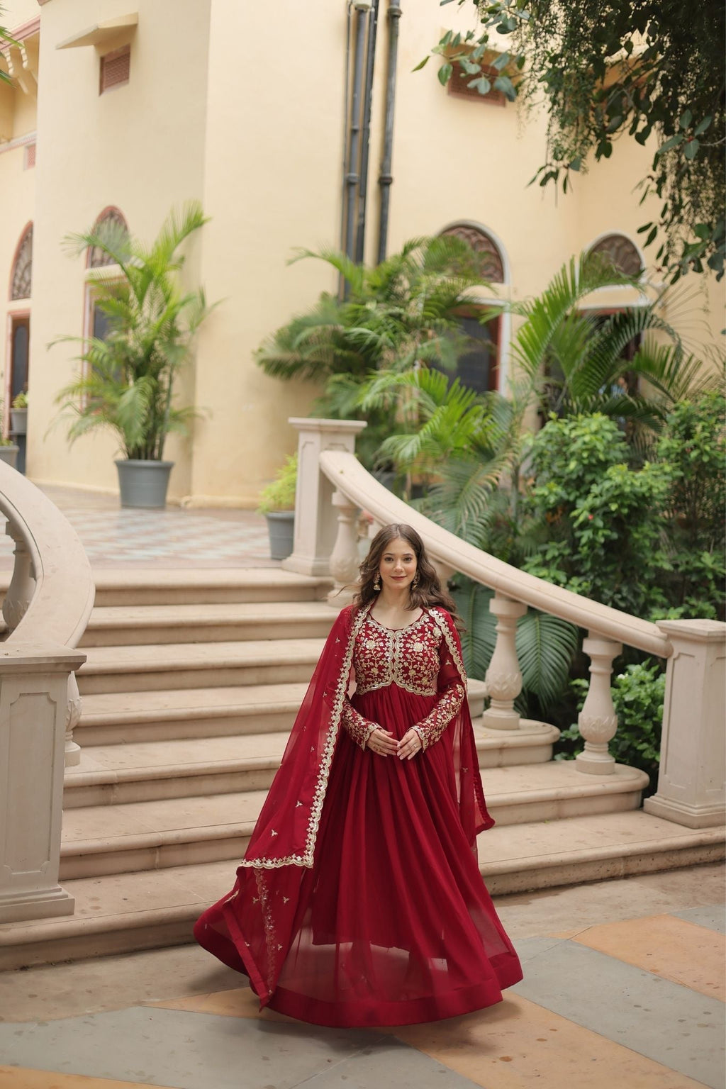 Sequins Multi Embroidered Work Anarkali Gown
