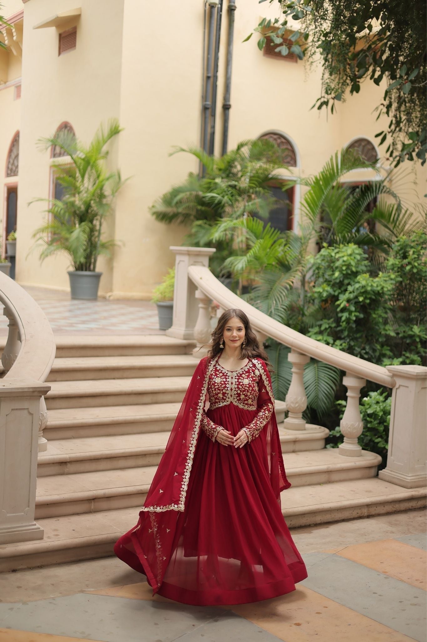 Sequins Multi Embroidered Work Anarkali Gown

