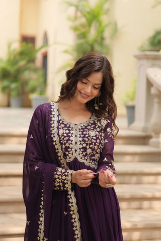 Sequins Multi Embroidered Work Anarkali Gown
