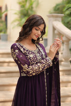 Sequins Multi Embroidered Work Anarkali Gown
