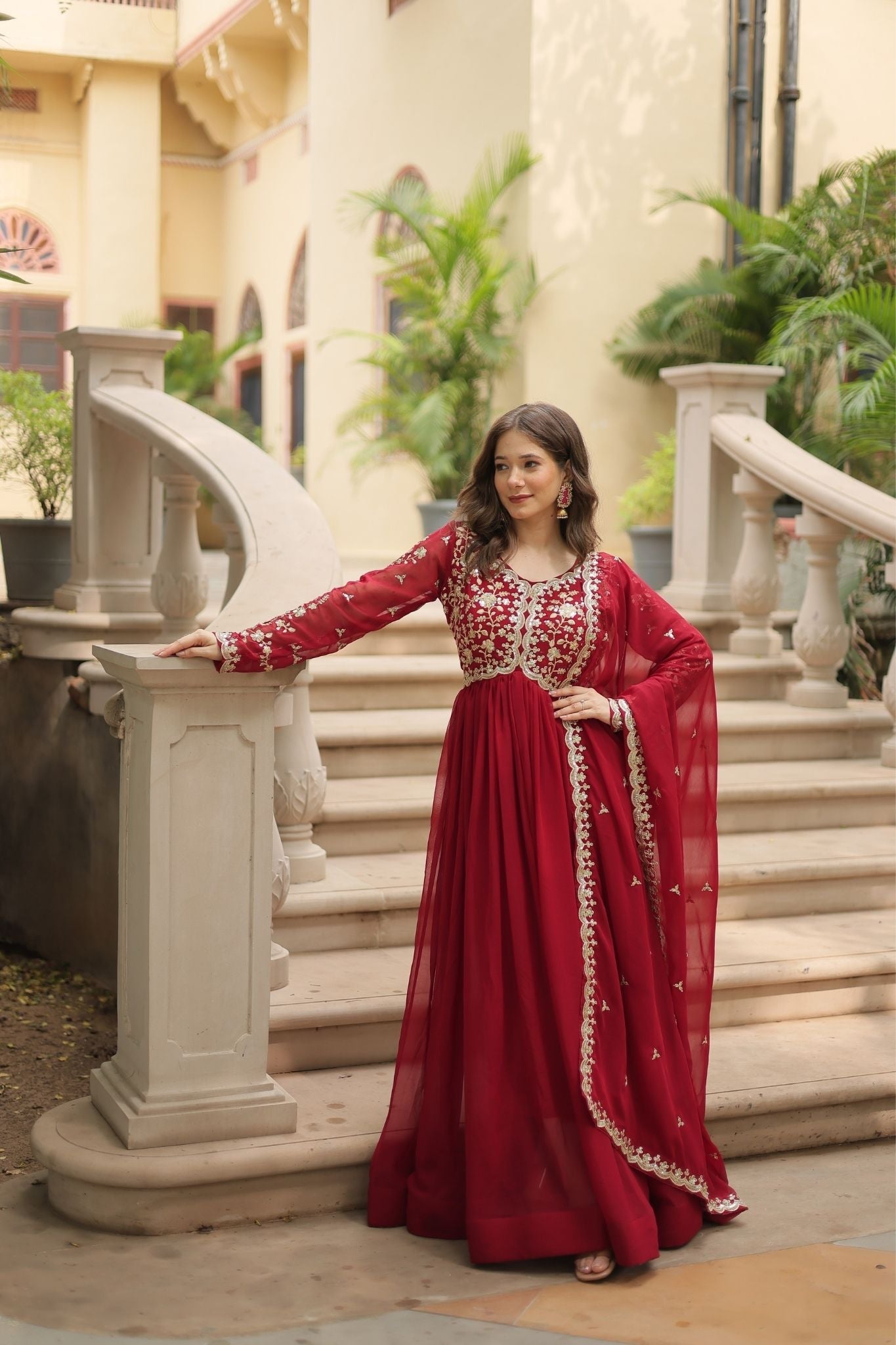 Sequins Multi Embroidered Work Anarkali Gown
