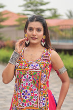 Royal Multicolor Cotton Gamathi Work Lehenga Choli For Dandiya Festival
