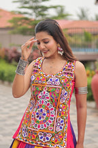 Royal Multicolor Cotton Gamathi Work Lehenga Choli For Dandiya Festival
