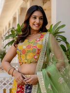 Grand Faux Georgette Designer Multicolor Lehenga Set with Net Dupatta
