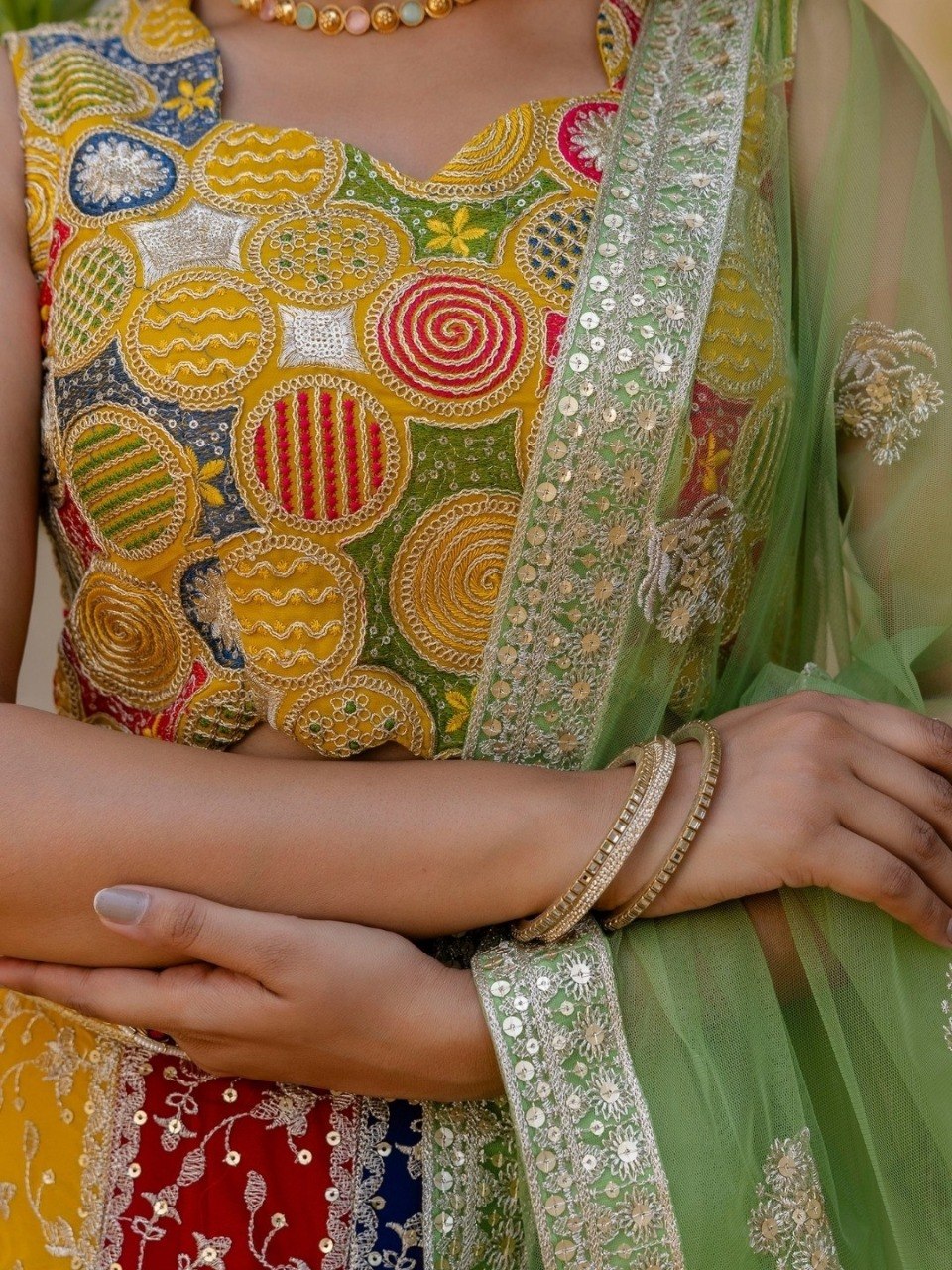 Grand Faux Georgette Designer Multicolor Lehenga Set with Net Dupatta
