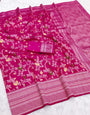 Grandiose Dark Pink Pashmina Saree With Desultory Blouse Piece