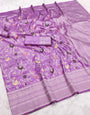 Adorning Lavender Pashmina Saree With Allure Blouse Piece
