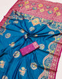Panache Blue Pashmina Saree With Tremendous Blouse Piece