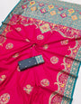 Sumptuous Dark Pink Pashmina Saree With Confounding Blouse Piece