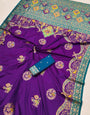 Phenomenal Purple Pashmina Saree With Jubilant Blouse Piece