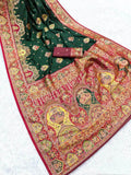 Sizzling Dark Green Pashmina Saree With Exquisite Blouse Piece