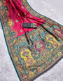 Panache Dark Pink Pashmina Saree With Incomparable Blouse Piece