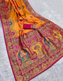 Opulent Orange Pashmina Saree With Denouement Blouse Piece