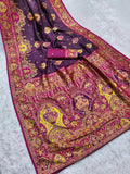 Entrancing Purple Pashmina Saree With Divine Blouse Piece