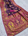 Entrancing Purple Pashmina Saree With Divine Blouse Piece