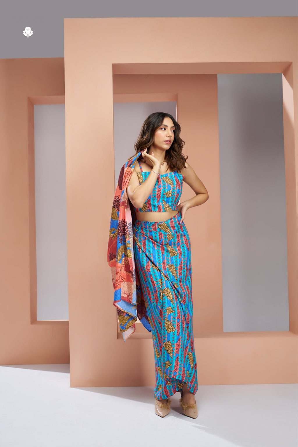 Aqua Blue Pure Muslin Silk Designer 3 Piece Set For Women