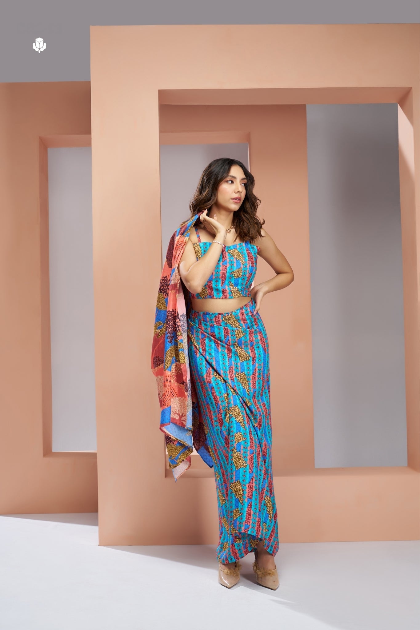 Aqua Blue Pure Muslin Silk Designer 3 Piece Set For Women