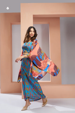 Aqua Blue Pure Muslin Silk Designer 3 Piece Set For Women