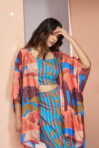 Aqua Blue Pure Muslin Silk Designer 3 Piece Set For Women