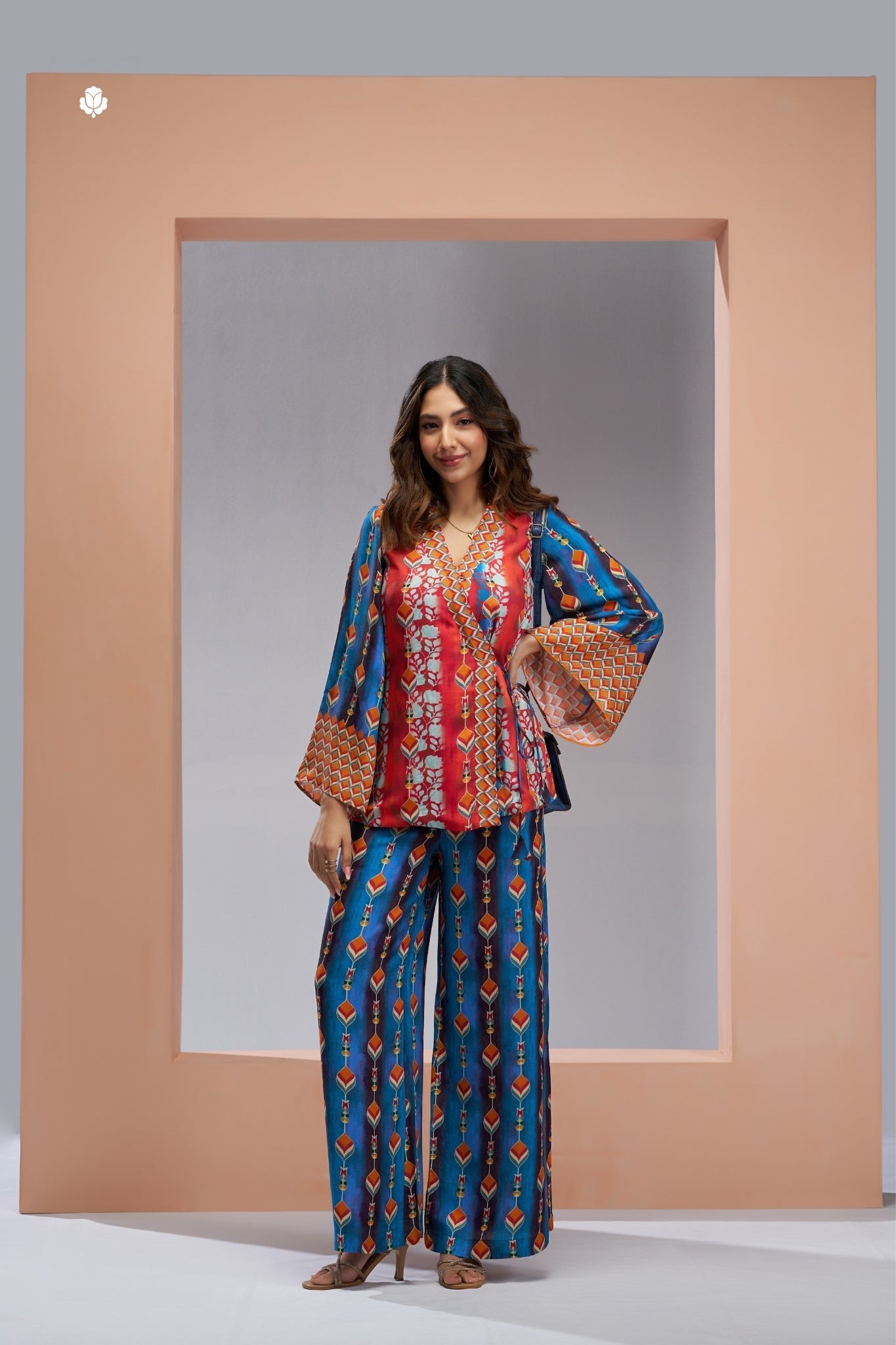 Luxury Muslin Silk Navy Blue Co Ord Set For Women