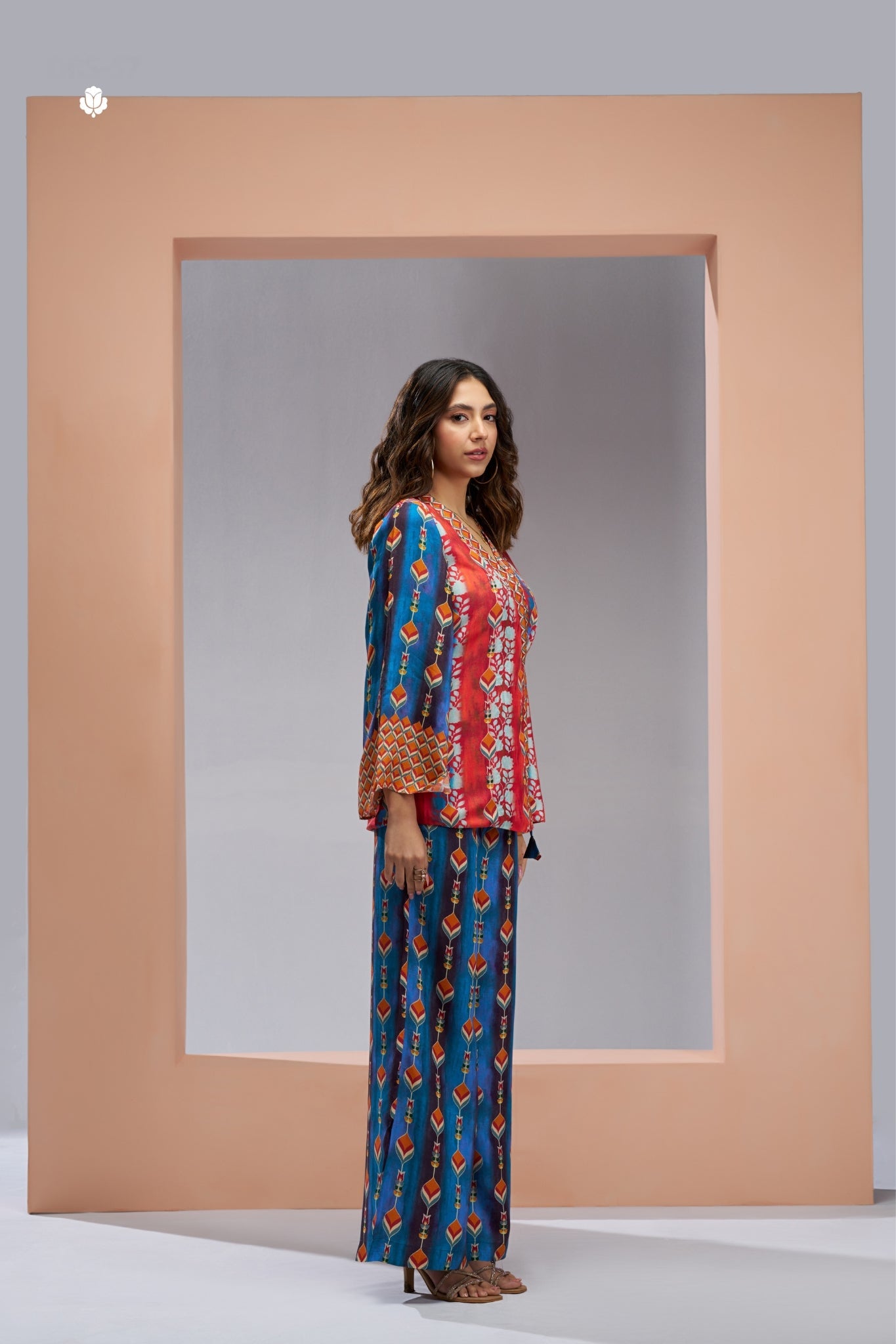 Luxury Muslin Silk Navy Blue Co Ord Set For Women