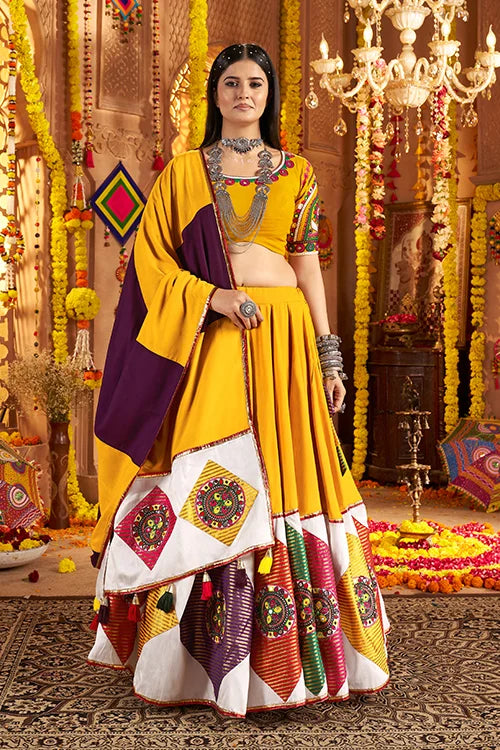 Mustard Yellow Ready to Wear Chaniya Choli for Navratri