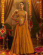 Mustard Georgette Mirror Top Plazzo Set | Tulip Designer