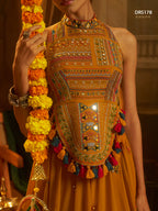 Mustard Georgette Mirror Top Plazzo Set | Tulip Designer
