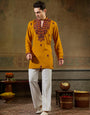 Ethnic Mustard Rayon Embroidery Kurta Set | Tulip Designer