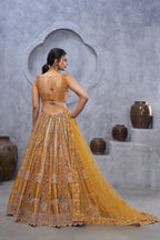 Embroidery Musturd Art Silk Bridal Lehenga with Dupatta
