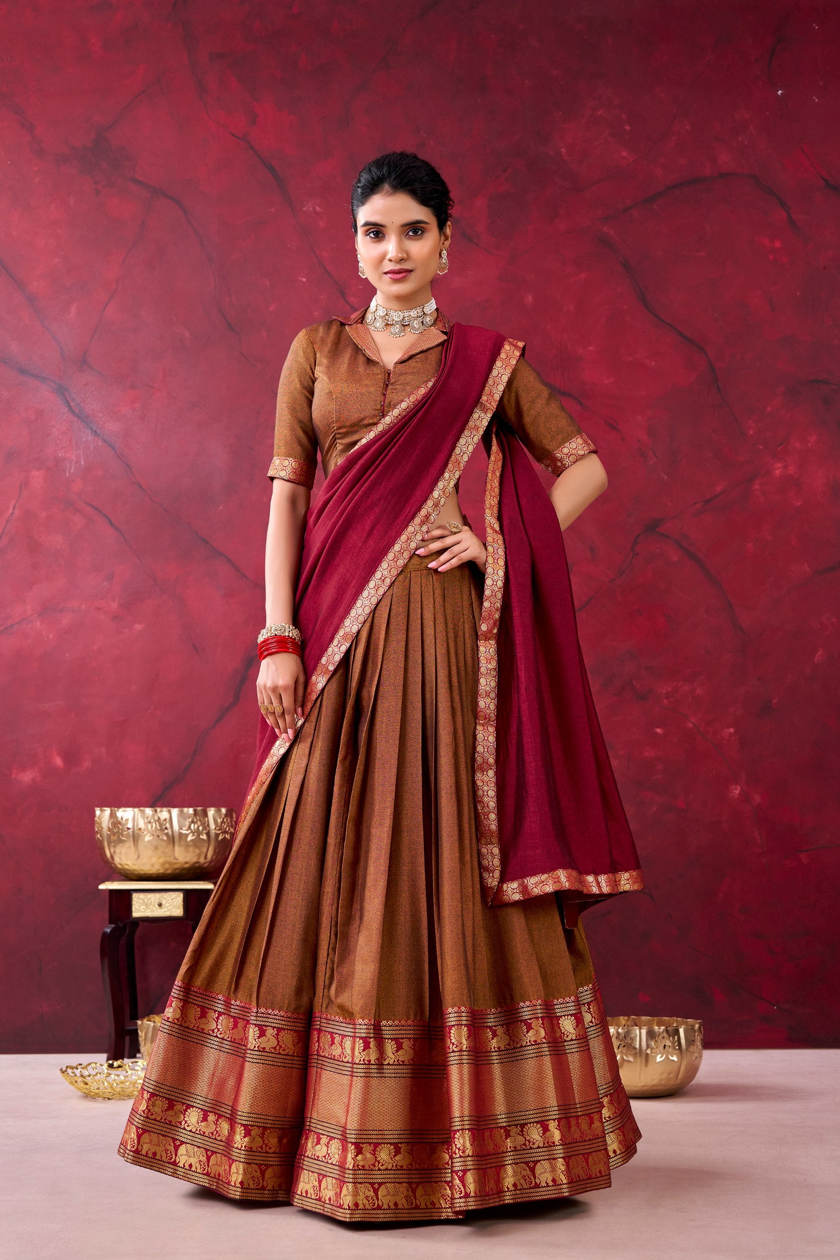 Classic Narayan Pet Cotton Zari Work Lehenga Choli For Women
