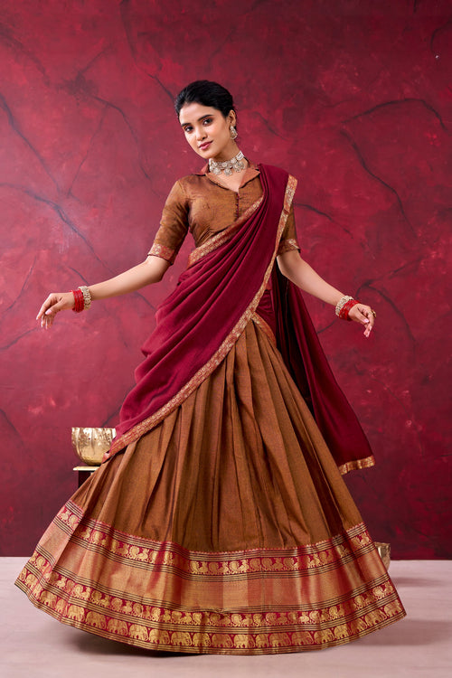 Classic Narayan Pet Cotton Zari Work Lehenga Choli For Women
