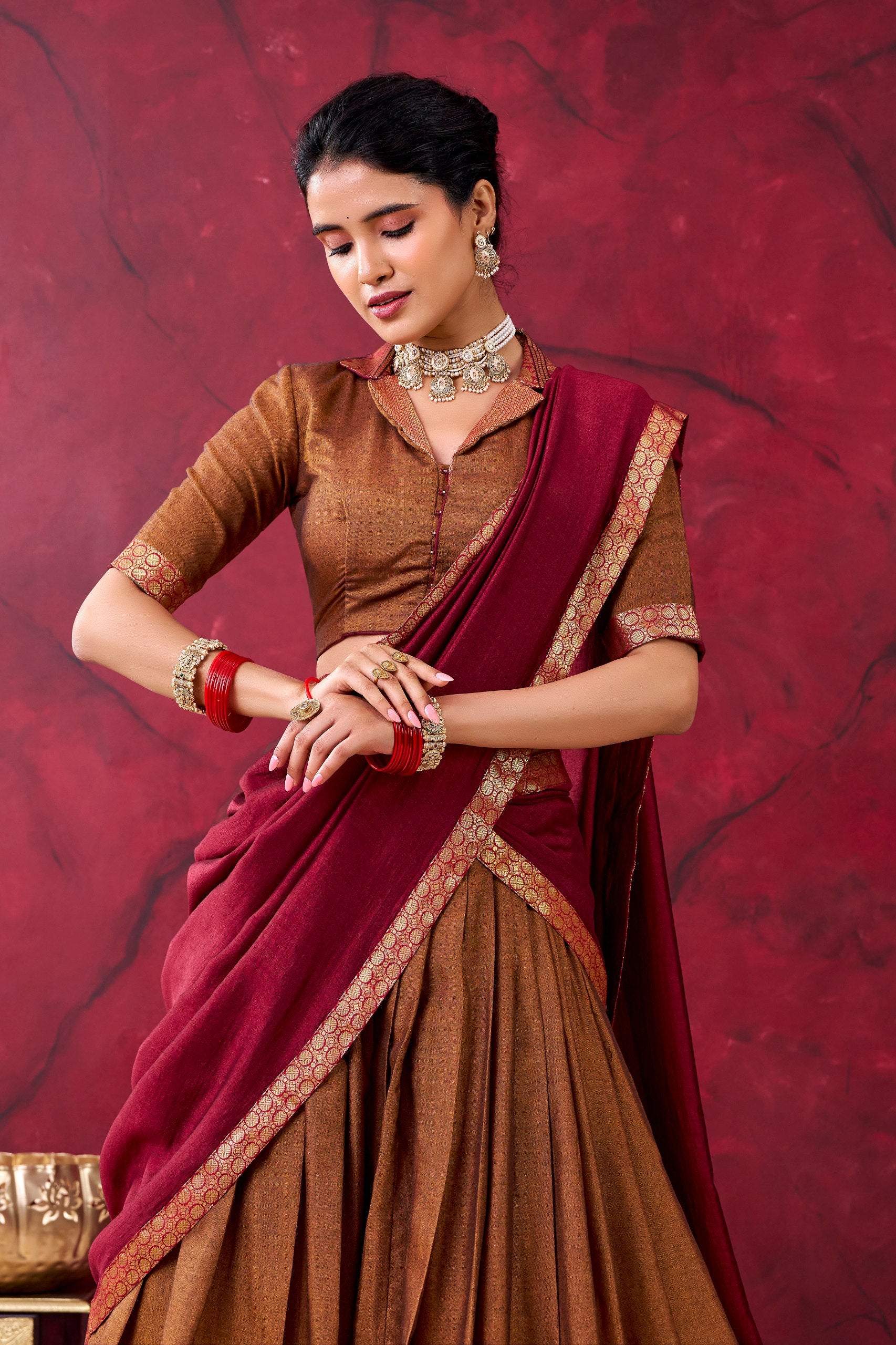 Classic Narayan Pet Cotton Zari Work Lehenga Choli For Women
