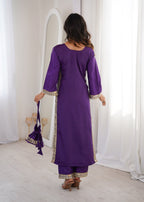 Wedding Special Natural Crepe Mirror Work Kurti Set With Pant & Batwa
