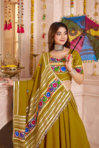Fluorescent Green Chaniya Choli for Navratri Garba Night