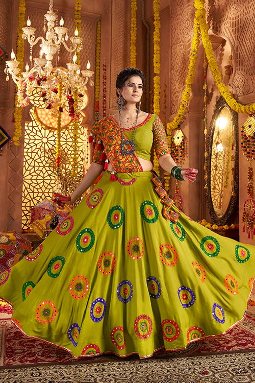 Vibrant Green Best Chaniya Choli for Navratri Garba