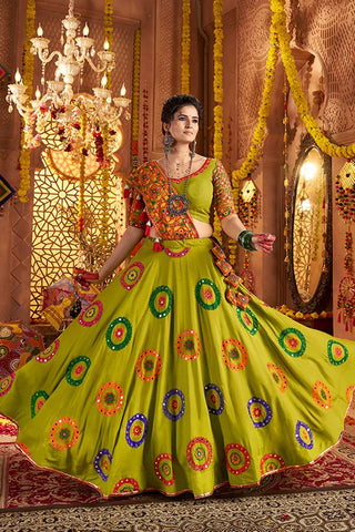 Vibrant Green Best Chaniya Choli for Navratri Garba