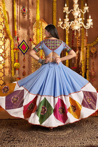 Navratri Special Trendy Light Blue Chaniya Choli Design