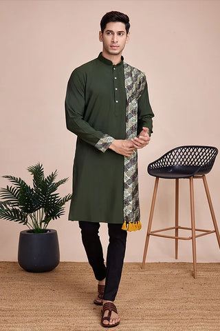 Navratri Special Print With Sequins Work Kurta For Men