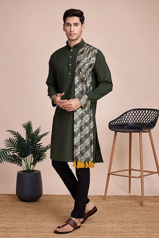 Navratri Special Print With Sequins Work Kurta For Men