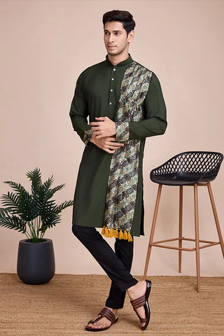 Navratri Special Print With Sequins Work Kurta For Men