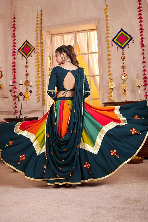 Teal Blue with Multi Navratri Chaniya Choli for Ladies Wear