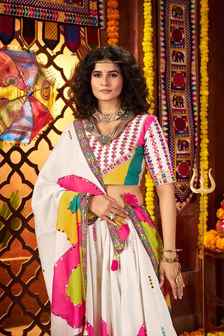 Trending White Mirror Work Choli for Navratri