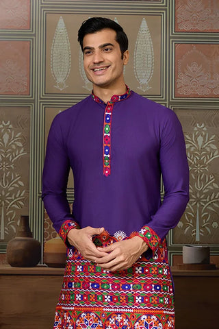 Readymade Purple Mens Kurta for Navratri Look